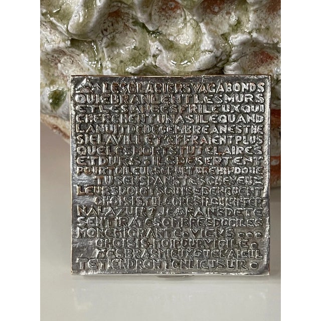 Metal Silvered Bronze Box with Relief Cast Poem by Line Vautrin For Sale - Image 7 of 13