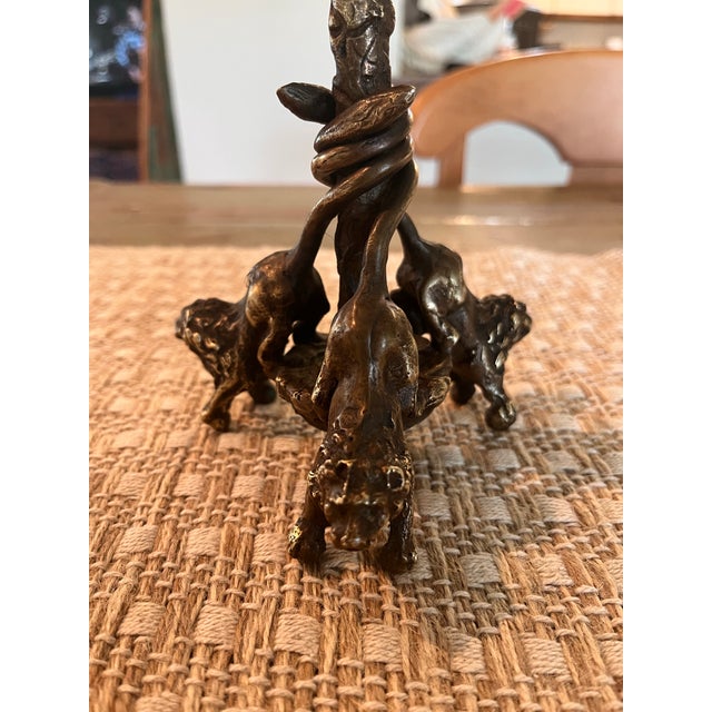 Vintage Arthur Court Candle Opera Figural Lion & Serpent Candlestick, 12.5” For Sale - Image 10 of 12