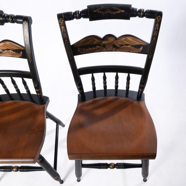 Pair of Signed Vintage Hitchcock Chairs With Eagle Decoration For Sale - Image 6 of 16