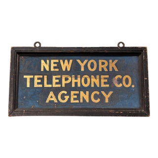 1910s–1920s New York Telephone Company Double-Sided Smaltz Agency Sign For Sale