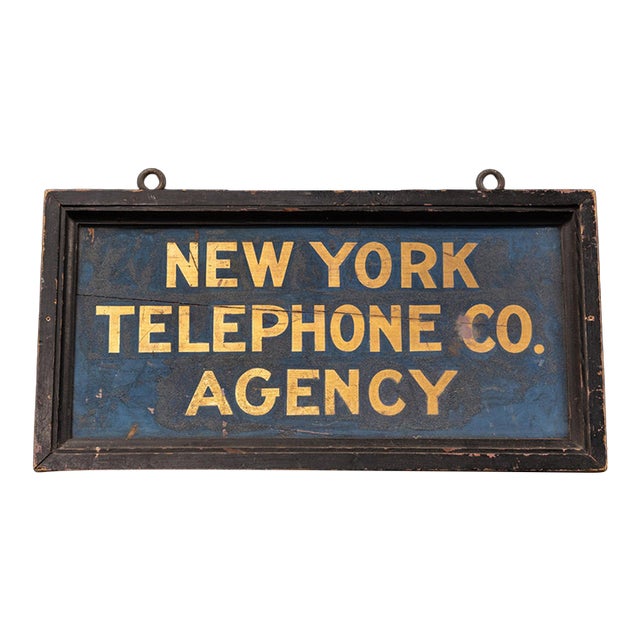 1910s–1920s New York Telephone Company Double-Sided Smaltz Agency Sign For Sale