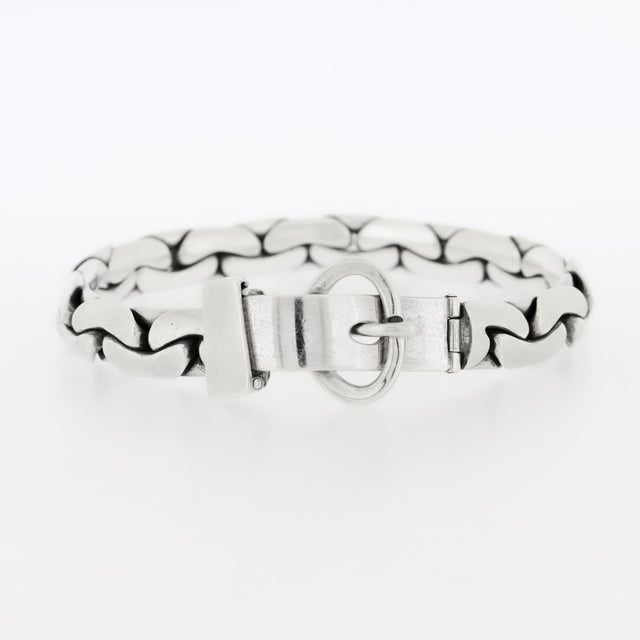 Mid 20th Century Mid-Century Sterling Silver Figural Buckle Bracelet by Orlandini for Uno a Erre For Sale - Image 5 of 14