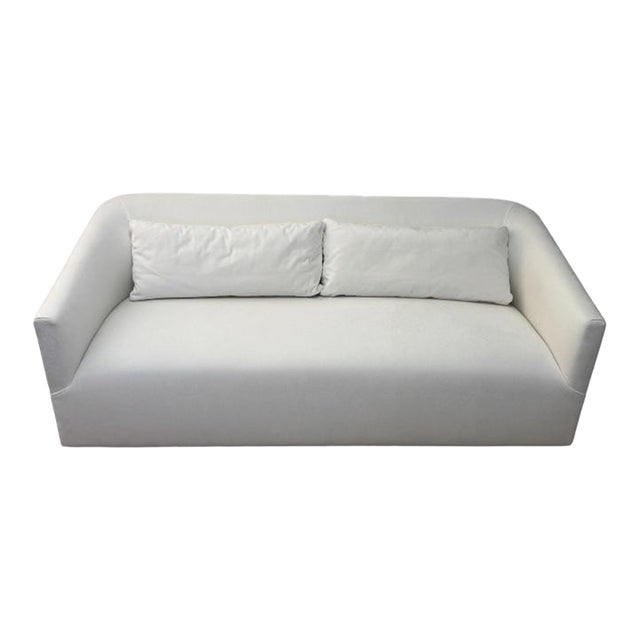 Restoration Hardware 1950s Italian Shelter Arm Sofa – White Upholstery For Sale