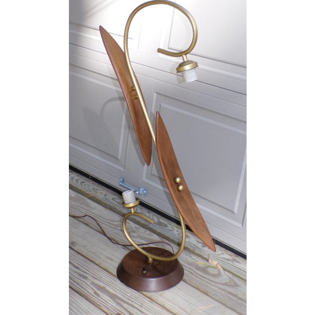 Mid-Century Modern Vintage Mid Century Modern Sculptural Walnut Table Lamp Japan 1960's For Sale - Image 3 of 15