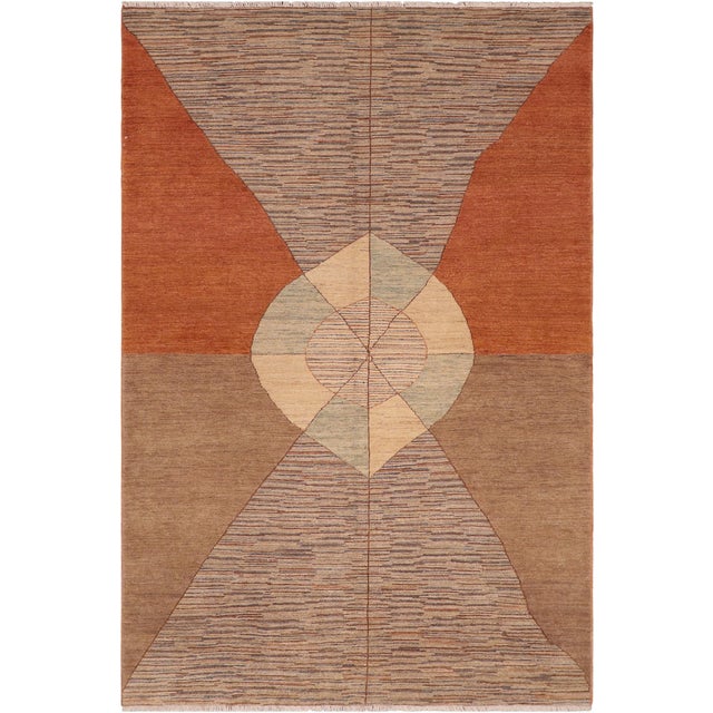Contemporary Gabbeh Orange/Brown Wool Rug - 6'2'' X 9'3'' For Sale - Image 10 of 10