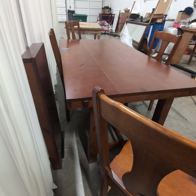 Wood Walker Edison Huntsman 5-Piece Dining Set, Extendable Trestle Table and 4 Chairs, Distressed Dark Oak For Sale - Image 7 of 8