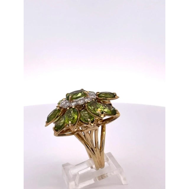 Early 21st Century 14k Peridot Diamond Ring Size 4.5 For Sale - Image 4 of 8