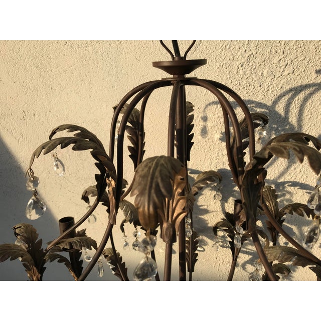 Metal and Crystal Chandelier, 1970s For Sale - Image 6 of 18