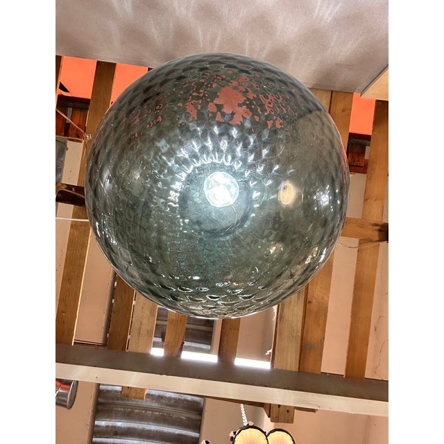 Green Italian Murano Style Glass Balloton Green Pendant Sphere For Sale - Image 8 of 10