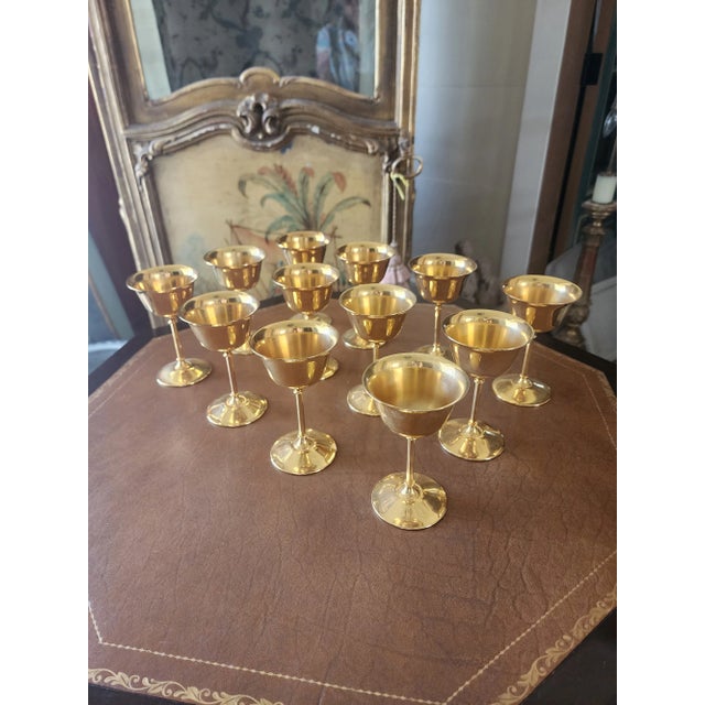 1980s Twelve 24k Gold Plated Cordials For Sale - Image 5 of 12