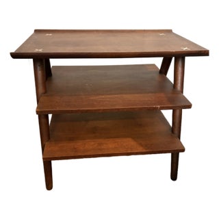 Rare MCM Merton Gershun for American of Martinsville Walnut Side Table With Shelves and Aluminum Stars For Sale