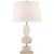 Thomas O'Brien by Visual Comfort Signature Dani Medium Cordless Table Lamp in Alabaster with Linen Shade For Sale