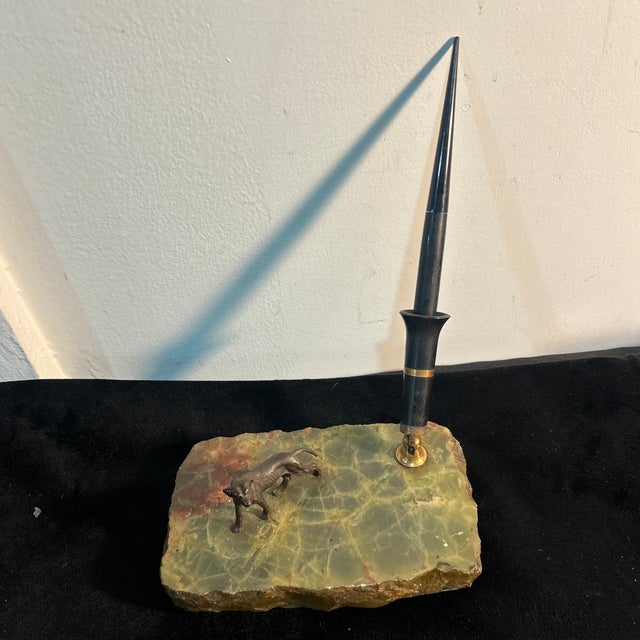 Antique French Bronze Dog Pen Holder For Sale - Image 4 of 6