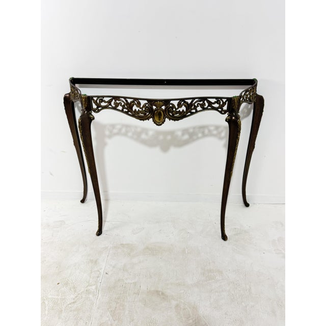 Italian Console Table in Brass and Marble Top, 1950 For Sale - Image 11 of 12