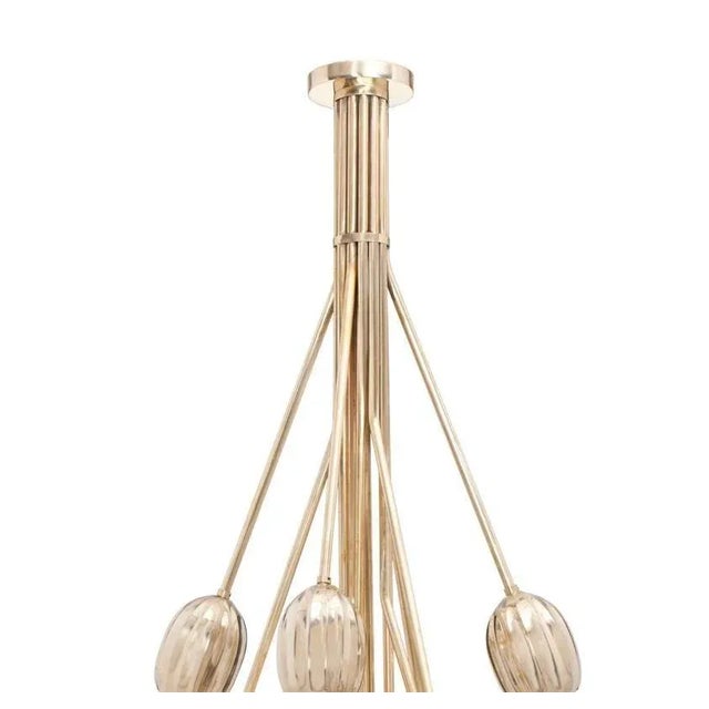 Contemporary Poppy Polished Brass 12 Stem Ceiling Light by Fred&Juul For Sale - Image 3 of 6