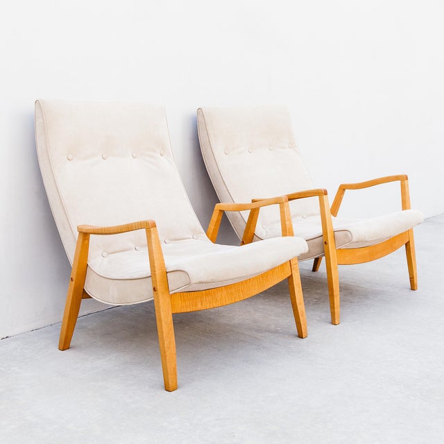 1960s Vintage Mid Century Milo Baughman Attributed Scoop Chairs in Alcantara Suede - Set of 2 For Sale - Image 12 of 12