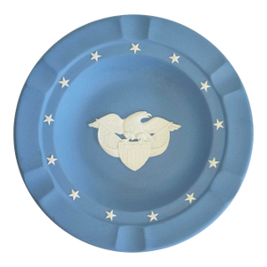 Vintage Blue Wedgwood Jasperware Ashtray With Eagle Crest