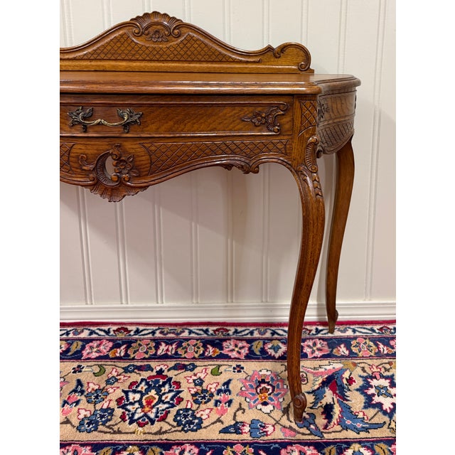 Antique French Oak Louis XV Style Entry Console or Hall Table With Drawer c.1930 For Sale - Image 15 of 18