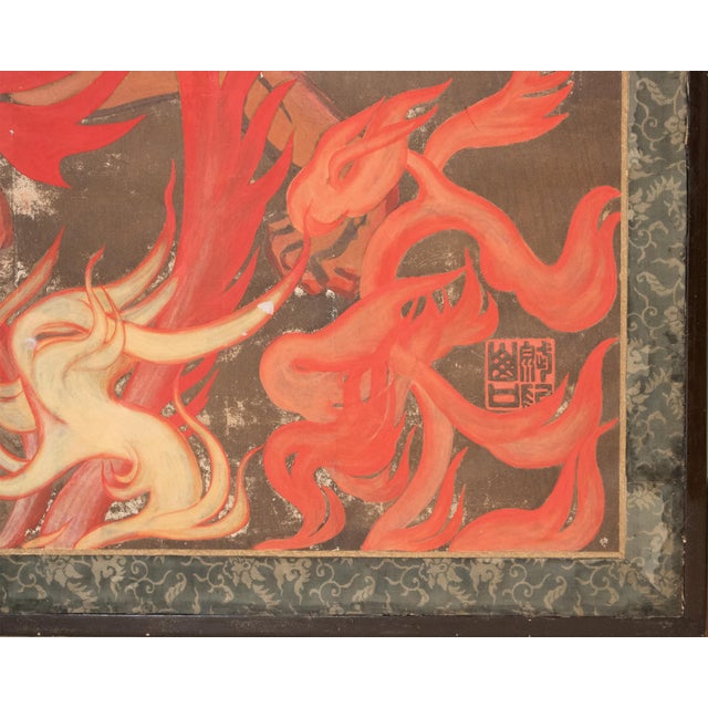 Large Meiji to Early Showa Japanese 8-Panel Painted Byobu Screen "Celestial Maiden" For Sale - Image 17 of 18