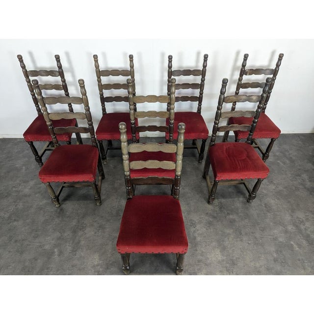 Vintage Spanish Chairs in Wood, Set of 8 For Sale - Image 3 of 9