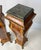 Pair of Mid-20th Century French Rococo Style Marquetry & Ormolu Pedestals With Green Marble Tops For Sale - Image 9 of 16