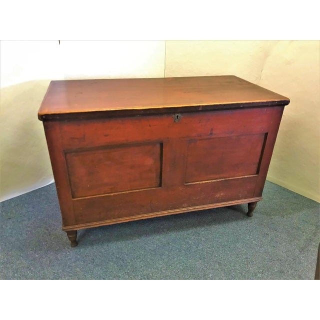 Early 20th Century Antique Original Red Wash American Trunk For Sale - Image 13 of 13