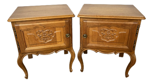 Vintage French Bedside Tables in Oak, Set of 2