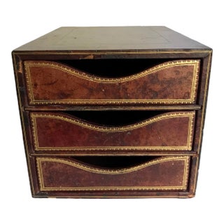 Antique c.p. Leathercraft 3 Drawer File Organizer For Sale