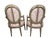 Early 20th Century Louis XVI Style Grey Painted Armchairs in Pink and White Ikat Upholstery - A Pair For Sale - Image 11 of 18