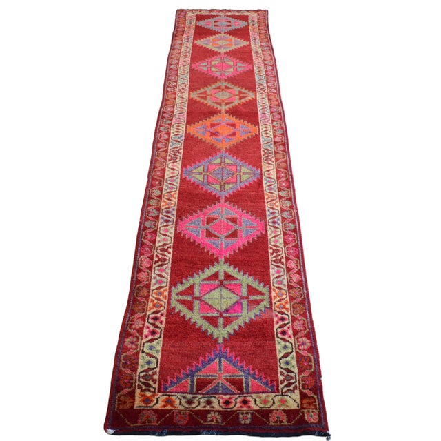 Hand-Knotted Kurdish Runner Rug . Tribal Herki Extra Long Runner Rug -2′10″ × 14′4″ For Sale - Image 4 of 16