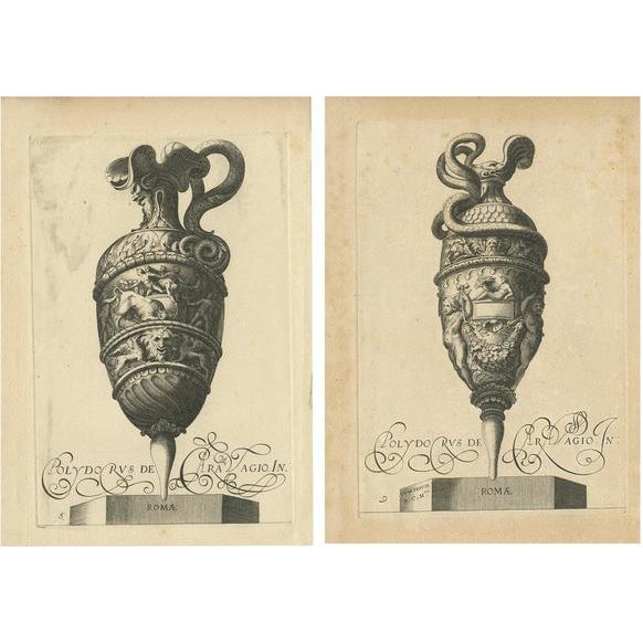 Decorated Vases, 1840, Set of 2 For Sale