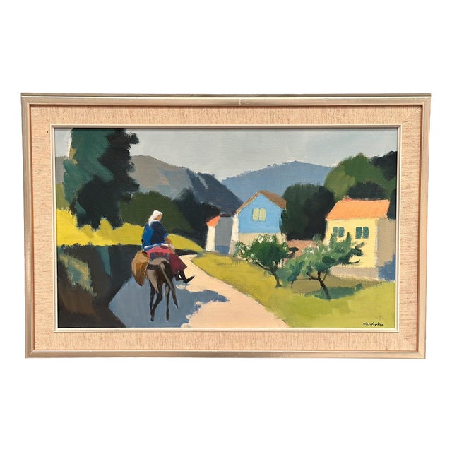 Stig Wernheden, Riders on the Road, Crete, 1960s, Oil on Canvas, Framed For Sale
