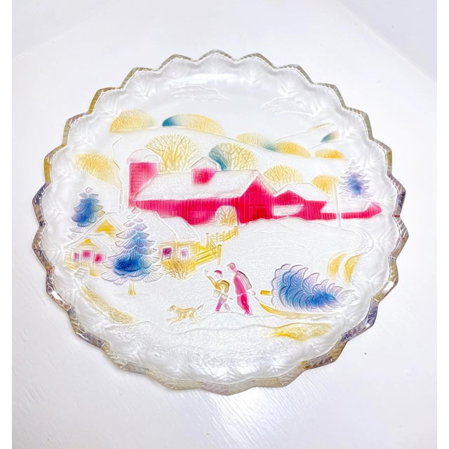 1990s Crystal Clear Studios 1992 "Winter Estates" Style Number 212242 Platter, Made in Japan For Sale - Image 5 of 7