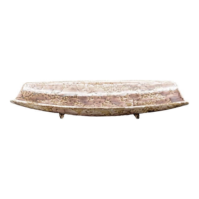 Vintage Stangl Pottery Mid-Century Mottled Purple Glaze Footed Bread Serving Tray For Sale
