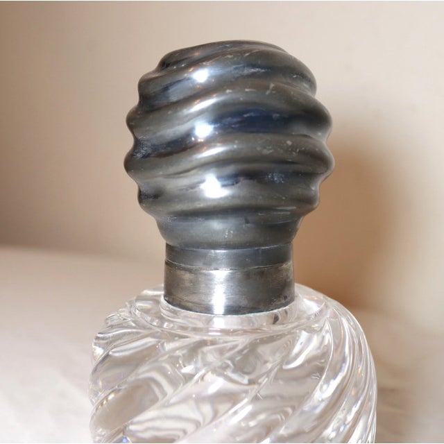 Metal Huge Antique Derby Co. Silver-Plate Cut Crystal Inkwell Writing Desk Jar 1800's For Sale - Image 7 of 10