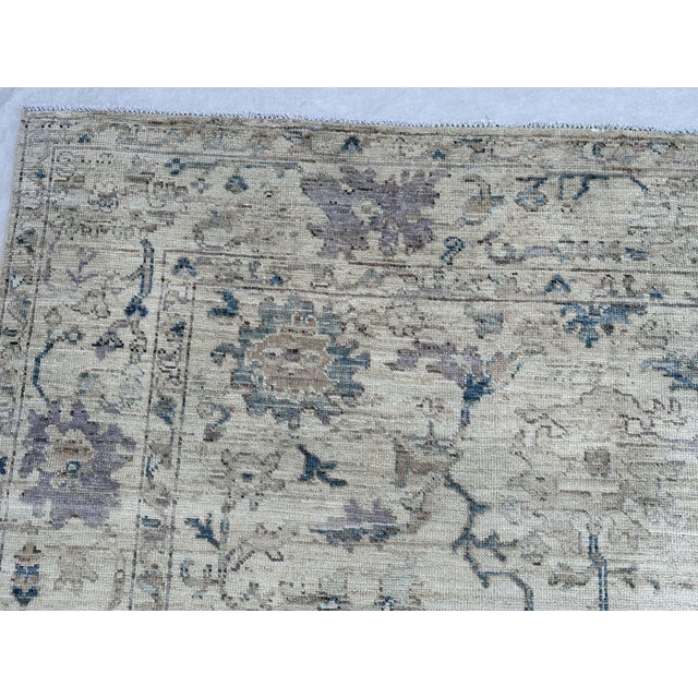 2000 - 2009 Oushak Handmade Wool Rug in Ivory, Lavender and Teal For Sale - Image 5 of 5