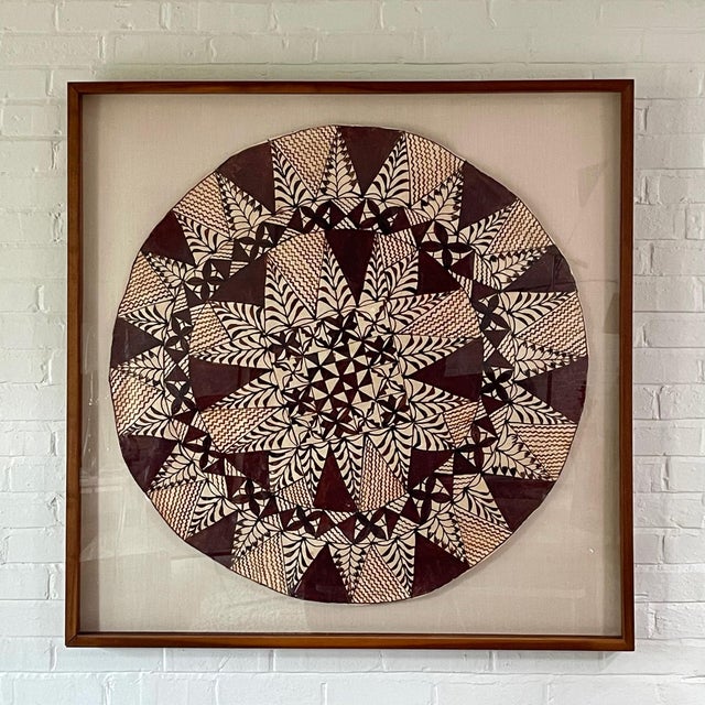 Textile Framed Samoan Tapa Cloth For Sale - Image 7 of 9