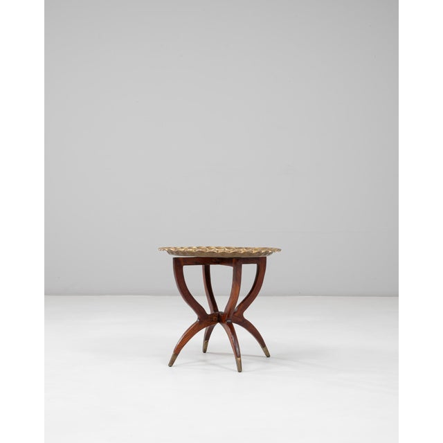 1970s Moroccan Mid-Century Walnut Coffee Table With Spider Legs and Bronze Top For Sale - Image 4 of 18