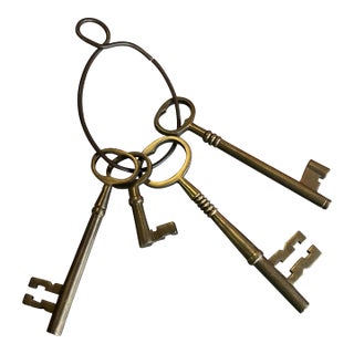 Vintage Brass Set of Skeleton Keys For Sale