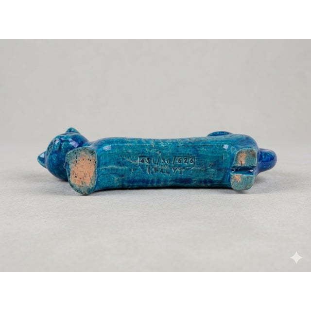 Blue Rimini Blu Cat Figurine by Aldo Londi for Bitossi, 1960s For Sale - Image 8 of 9