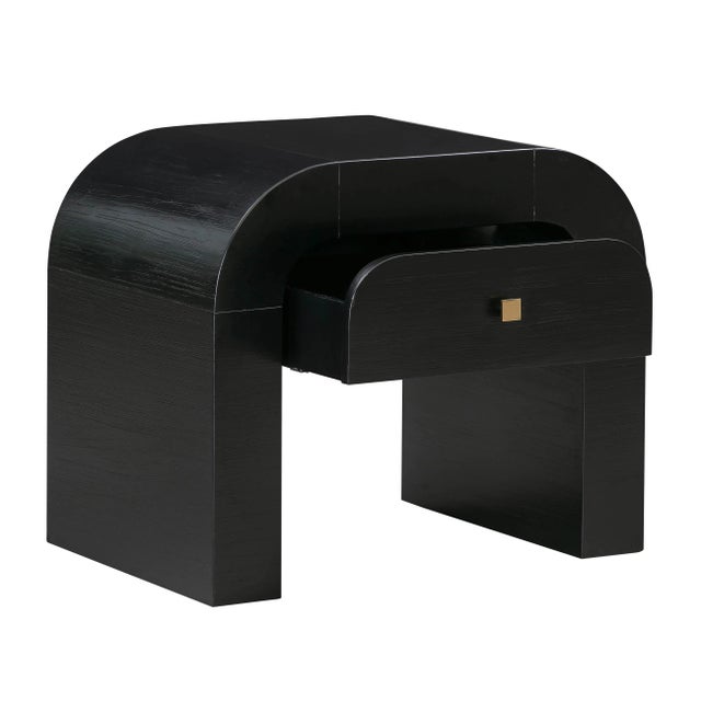 Transitional Hump Black Nightstand For Sale - Image 3 of 8