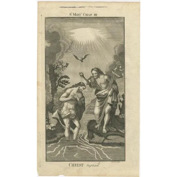 E. Smith & Rooker, Biblical Illustrations: Adoration, Flight to Egypt & Christ's Baptism, 1735, Prints, Set of 3 For Sale - Image 4 of 10