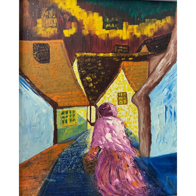 Postmodern 1965 German After Hockney Postmodern Oil Painting of a Woman, Framed For Sale - Image 3 of 9