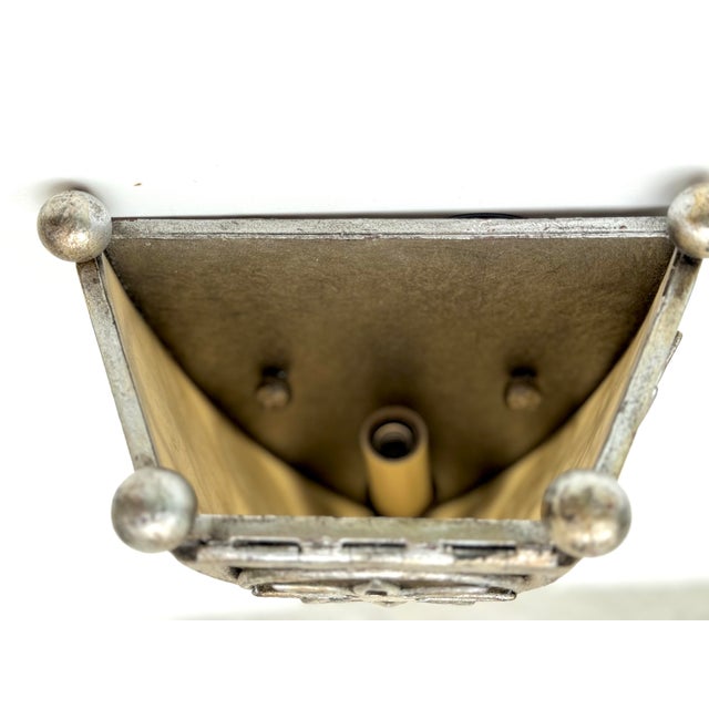 Paul Ferrante Vintage Art Deco Style Sconce, Iron and Silver Gilt Wall Light For Sale - Image 10 of 11