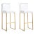 Denmark White Vegan Leather & Gold Steel Bar Stools - Set of 2 For Sale