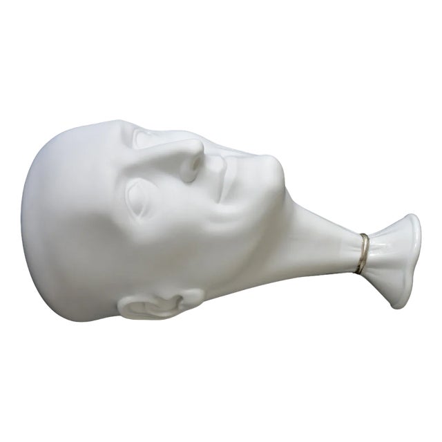 White Porcelain Man's Head Vase by Ilona Romule For Sale
