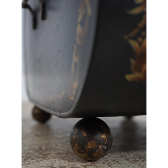 Toleware Paint Decorated Decorative Coal Bin For Sale - Image 4 of 11