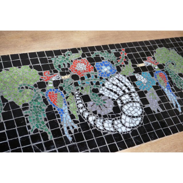 1970s Vintage Coffee Table in Oak and Mosaic with Inlay Artwork, 1970s For Sale - Image 5 of 13