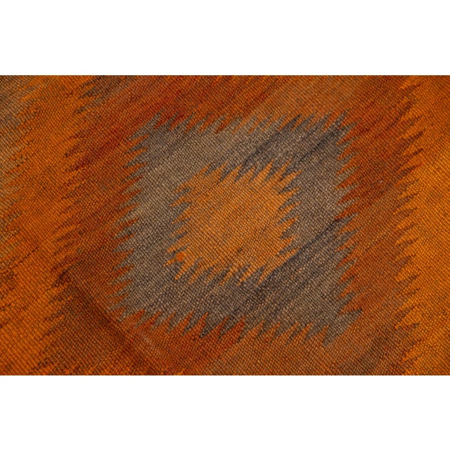 Textile 1960s Vintage Turkish Kilim Orange Handmade Tribal Wool Rug For Sale - Image 7 of 8