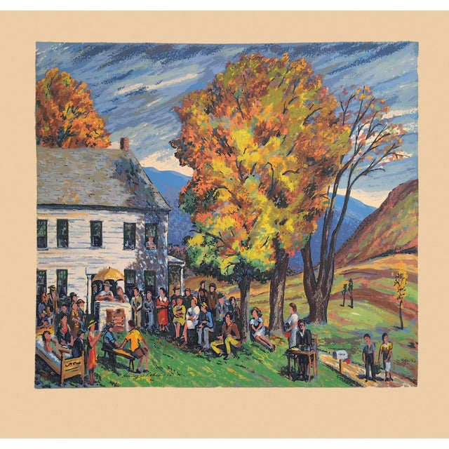 1946 Serigraph "Vermont Auction" by Harry Shokler For Sale